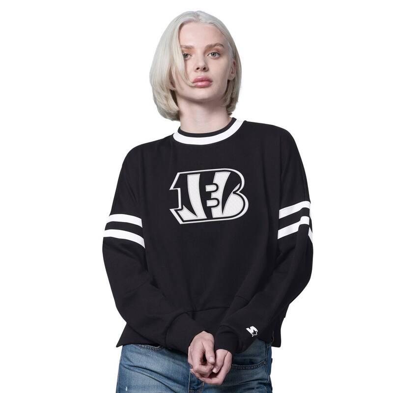 クランク レディース トップス プルオーバー 落っこちる肩先 流汗 クロップド Women\u0027starter Black Cincinnati Bengals Rally Drop Shoulder Cropped Sweatshirt Bng Black 黒いこと