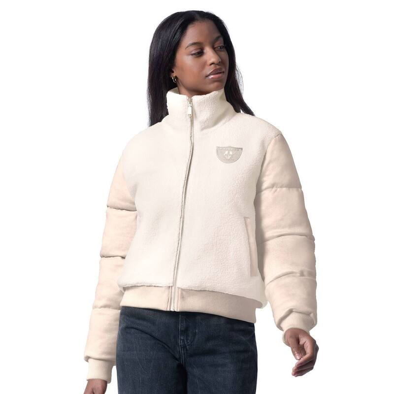 ジースリー フォーハー バイ 長い巻き毛 バンクス レディース アウター 上衣・上衣 Women\u0027s G-III 4Her by Carl Banks Cream Las Vegas Raiders Cheerleader Sherpa Full-Zip Jacket Lvr Beige ベージュ