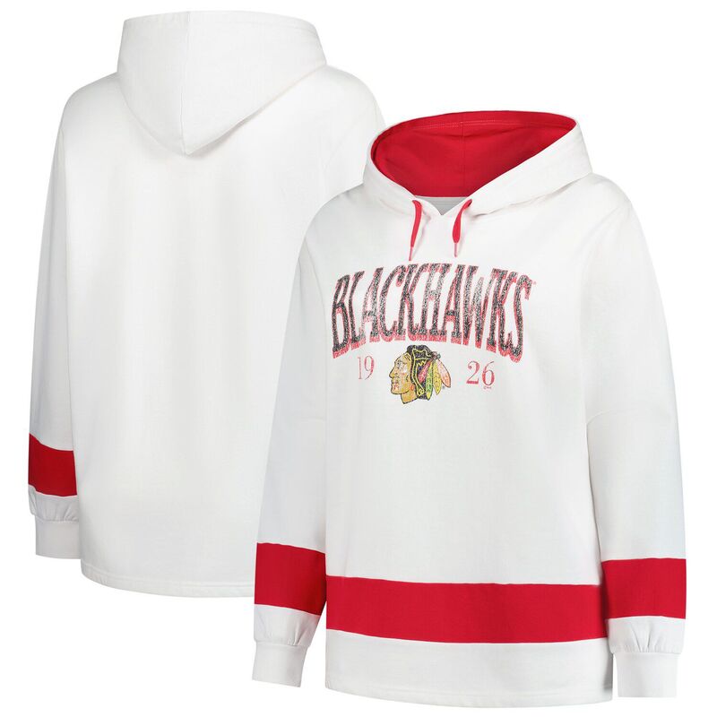 プロファイル レディース トップス プルオーバー つけ加える大きさ パーカー Women\u0027s Profile White Chicago Blackhawks Plusize Hoodie Hwk White 白いこと