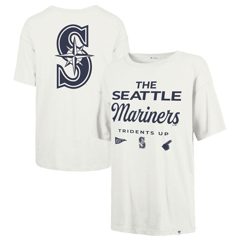 フォーティセブンブランド レディース トップス Tシャツ 47 Brand Women's '47 White Seattle Marinershow Off Boyfriend T-Shirt Mns White ホワイト
