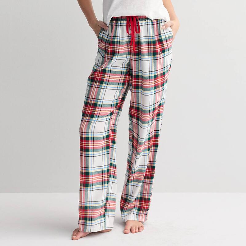ソノマ レディース アンダーウェア ナイトウェア パンツ トール Women's Tall Sonoma Goods For Life Cozy Pajama Pants Ivry Merry Tartan