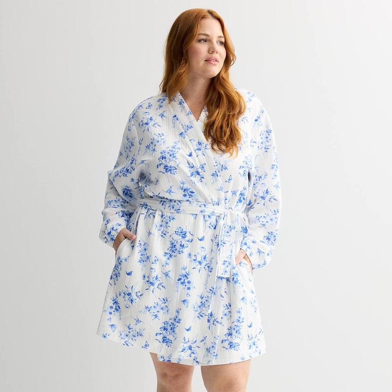 クロフト＆バロー レディース アンダーウェア ナイトウェア プラスサイズ キルティング ニット Plusize Croft & Barrow Quilted Knit Wrap Robe Wings Of Serenity 7,650円