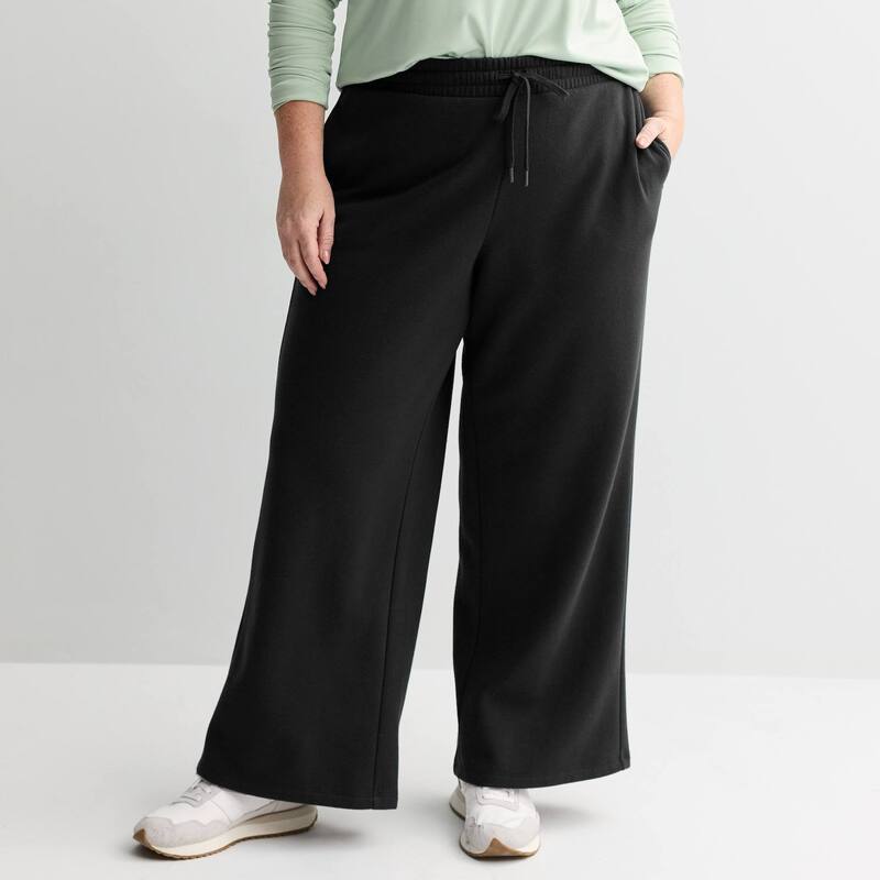 Tek Gear レディース ボトムス カジュアルパンツ ワイドレッグ プラスサイズ スウェットパンツ Plusize Tek Gear Wide Leg Sweatpants Mineral Black ブラック
