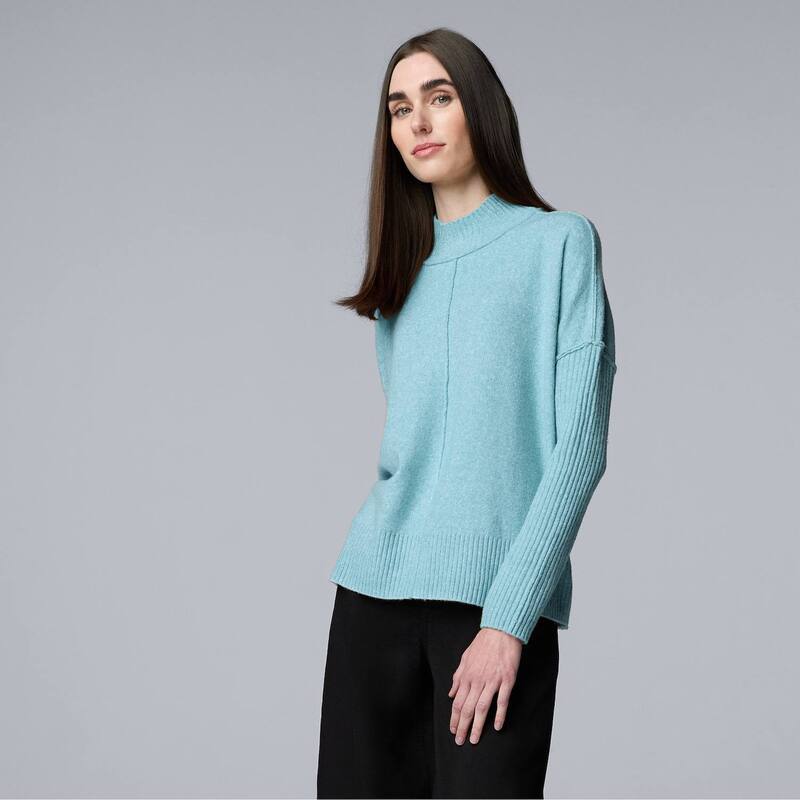 ヴェラウォン レディース アウター ニット・セーター モックネック プチ Petite Simply Vera Wang Luxe Cashmere Blend Mockneck Sweater Mystic Gulf