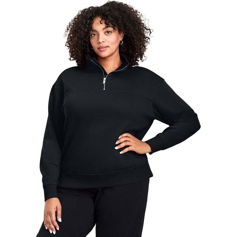 アベニュー レディース トップス ティーシャツ 付け加える大いさ Avenue Women\u0027s Plusize Piper Half-Zip Sweatop Black 黒いこと Tシャツ・カットソー-トップス
