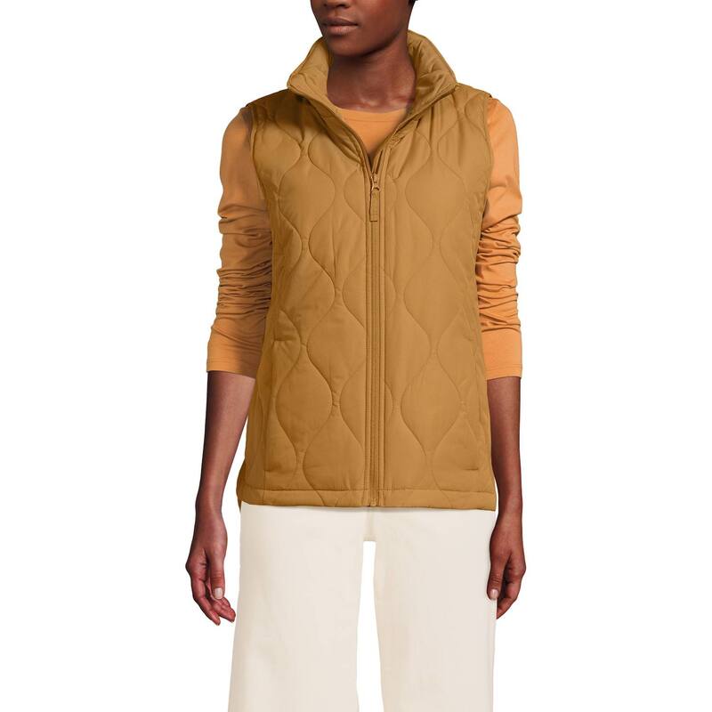 ランズエンド レディース アウター ジャケット・ブルゾン プチ ベスト Petite Lands' End FeatherFree Onion Insulated Vest Canyon Camel キャメル|ReVida 店