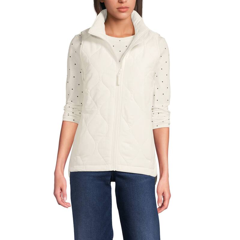 ランズエンド レディース アウター ジャケット・ブルゾン キルティング トール ベスト Women's Tallands' End FeatherFree Quilted Insulated Vest Ivory アイボリー|ReVida 店