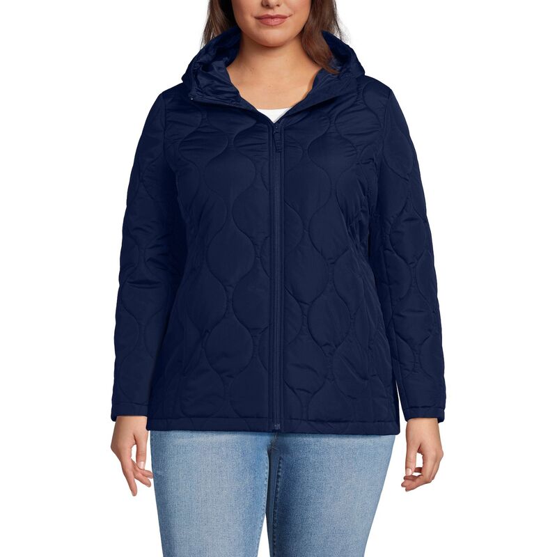 ランズエンド レディース アウター ジャケット・ブルゾン プラスサイズ キルティング Plusize Lands' End FeatherFree Onion Quilted Insulated Jacket Deep Sea Navy ネイビー
