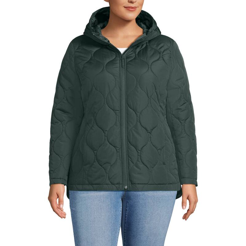 ランズエンド レディース アウター ジャケット・ブルゾン プラスサイズ キルティング Plusize Lands' End FeatherFree Onion Quilted Insulated Jacket Evening Forest フォレスト