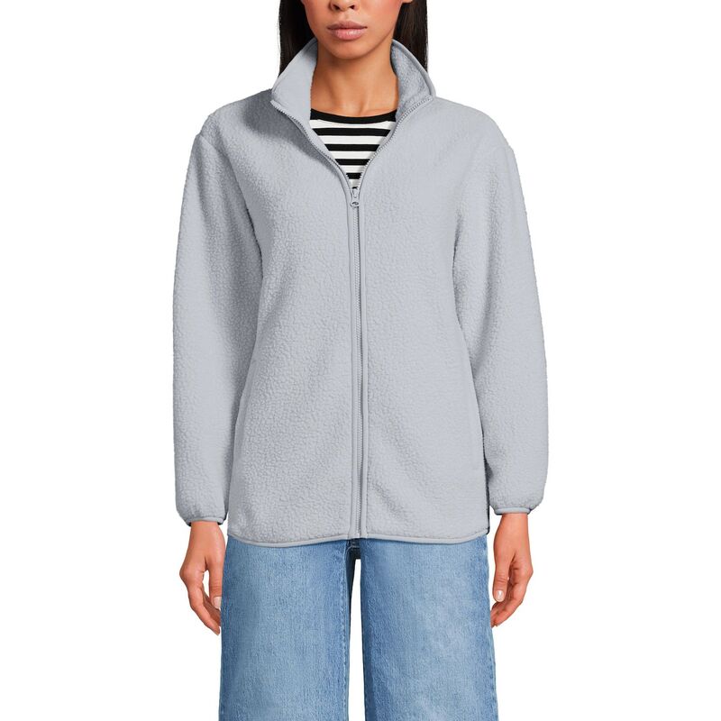 ランズエンド レディース アウター ジャケット・ブルゾン ハーフジップ フリース Women's Lands' End Half Zip Cozy Sherpa Fleece Pullover Pale Gray グレー｜ReVida 店