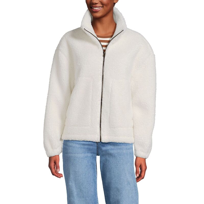 ランズエンド レディース アウター ジャケット・ブルゾン フリース Women's Lands' End Zip Front Shearling Fleece Jacket Ivory アイボリー 28,712円