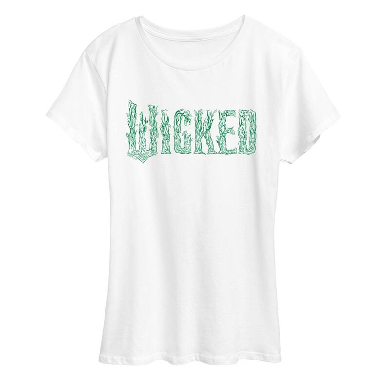 アニメキャラクター レディース トップス Tシャツ ロゴ グラフィック Licensed Character Women's Wicked For Good Logo Tree Branch Graphic Tee White ホワイト