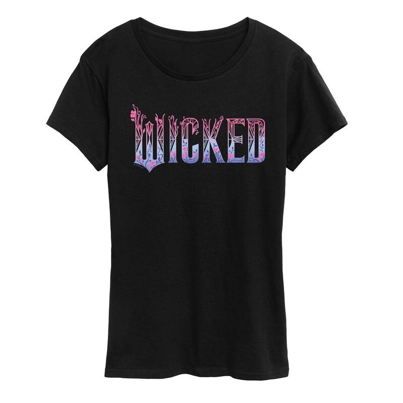 アニメキャラクター レディース トップス Tシャツ フラワー柄 ロゴ フラワー グラフィック Licensed Character Women's Wicked For Good Logo Floral Graphic Tee Black ブラック