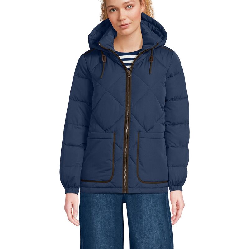 ランズエンド レディース アウター ジャケット・ブルゾン キルティング Women's Lands' End FeatherFree Insulatediamond Quilted Jacket Deep Sea Navy ネイビー