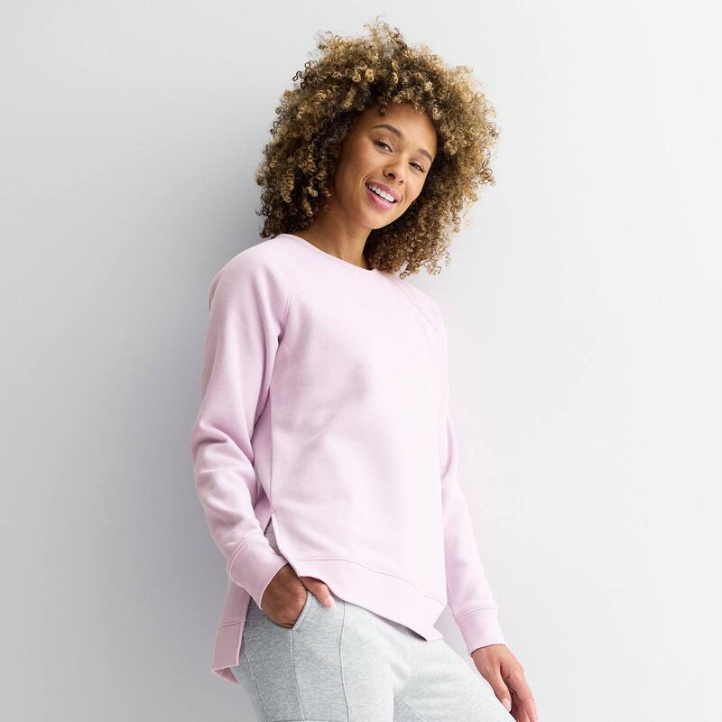 Tek Gear レディース トップス Tシャツ クルーネック フリース Women's Tek Gear Ultrasoft Fleece High Slitunic Long Sleeve Crewneck Petal Pink ピンク