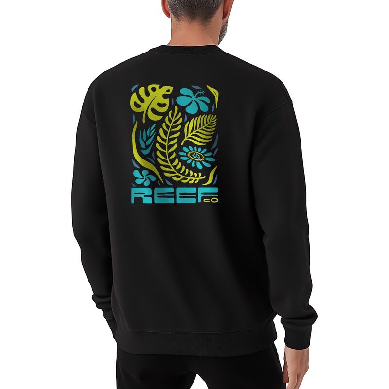岩礁 メンズ トップス プルオーバー 汗水 フリース Men\u0027s REEFlora Crew Fleece Sweatshirt Black Blue 黒いこと