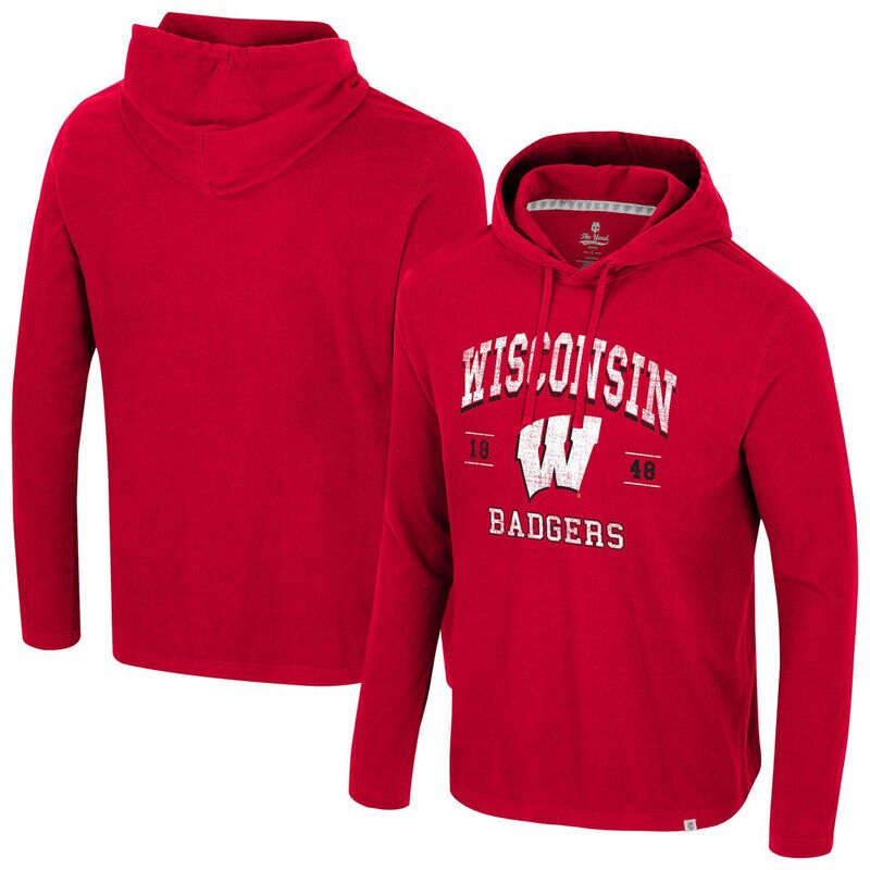 コロシアム メンズ トップス Tシャツ パーカー Men's Colosseum Red Wisconsin Badgersimoleans Washed Hoodie Wis Red レッド