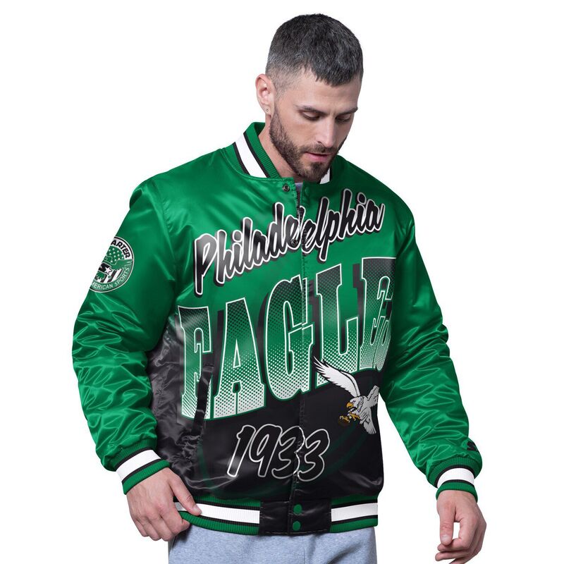 スターター メンズ アウター ジャケット・ブルゾン Men'starter Kelly Green Philadelphia Eagles Retro Pass Rush Varsity Full-Snap Jacket Eagreen グリーン