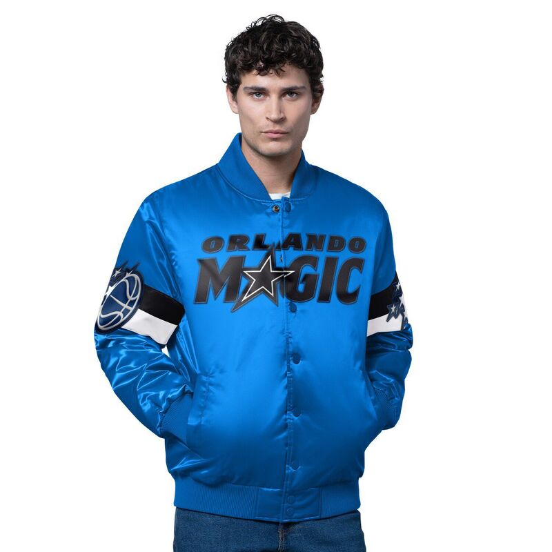 スターター メンズ アウター ジャケット・ブルゾン サテン Men'starter Blue Orlando Magic Triple Option Varsity Full-Snap Satin Jacket Mag Blue ブルー
