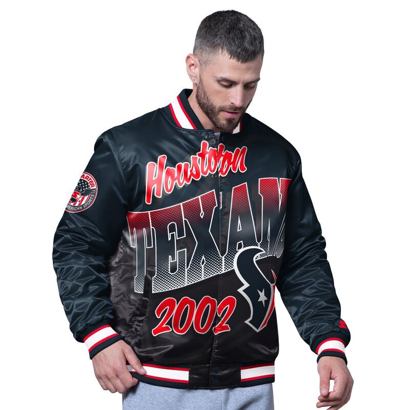 スターター メンズ アウター ジャケット・ブルゾン Men'starter Navy Houston Texans Pass Rush Varsity Full-Snap Jacketxs Navy ネイビー