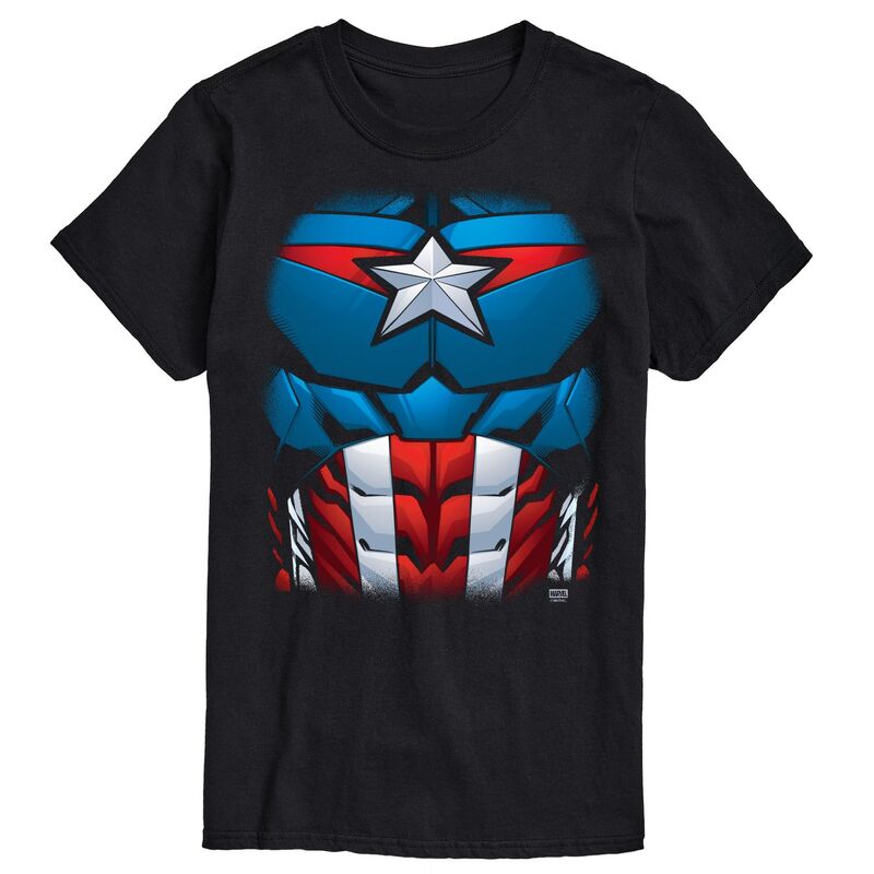 アニメキャラクター メンズ トップス Tシャツ トール キャップ グラフィック Licensed Character Big & Tall Marvel Captain America Costume Graphic Tee Black ブラック
