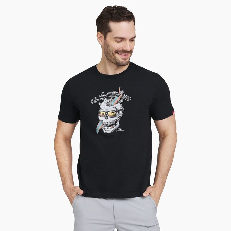 クイックシルバー メンズ トップス Tシャツ グラフィック Men's Quiksilver Short Sleeve Graphic Tee Black Skull ブラック