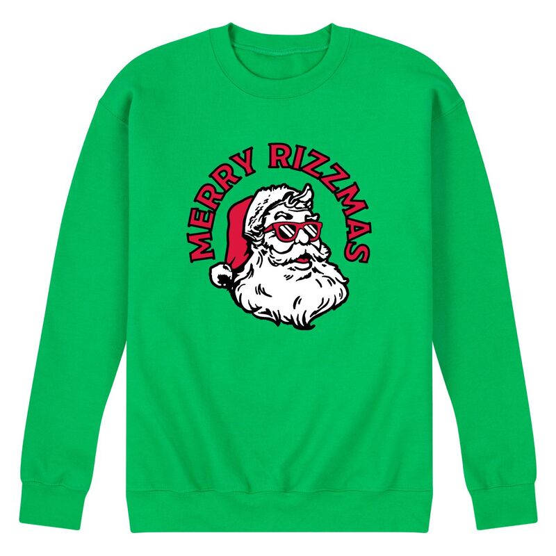 アニメ文字記号 メンズ トップス ティーシャツ 流汗 フリース Licensed Character Men\u0027s Merry Rizzmas Fleece Sweatshirt Green 緑であること トップス-Tシャツ・カットソー