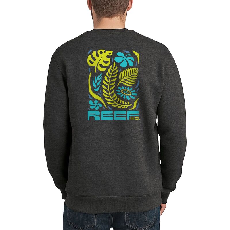 岩礁 メンズ トップス プルオーバー 汗水 フリース Men\u0027s REEFlora Crew Fleece Sweatshirt Heather Charcoal 濃灰色