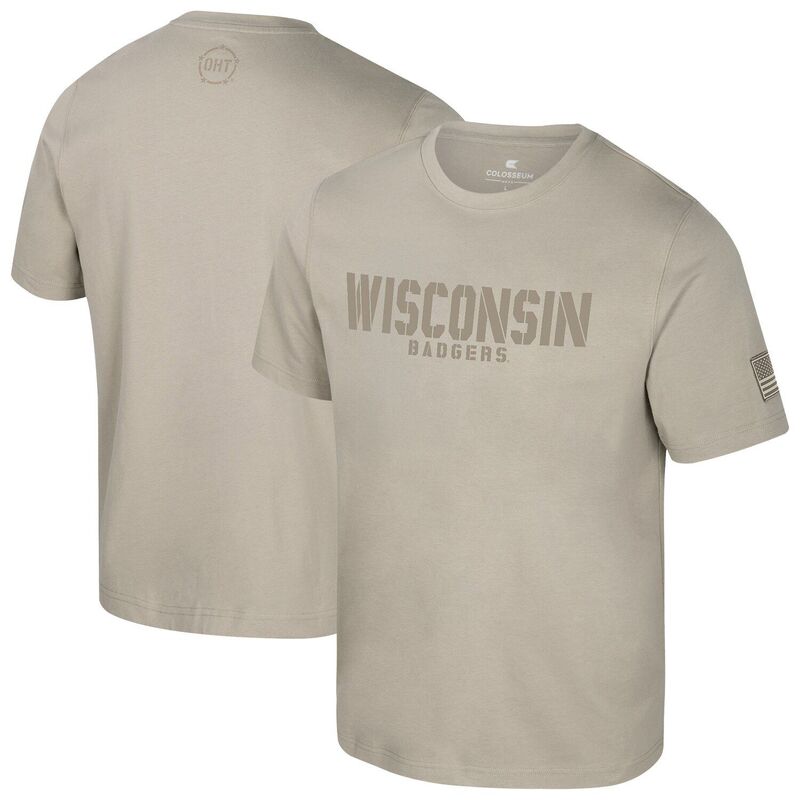 コロシアム メンズ トップス Tシャツ Men's Colosseum Oatmeal Wisconsin Badgers Operation Hatrick Dune Flag T-Shirt Wis Multi マルチカラー