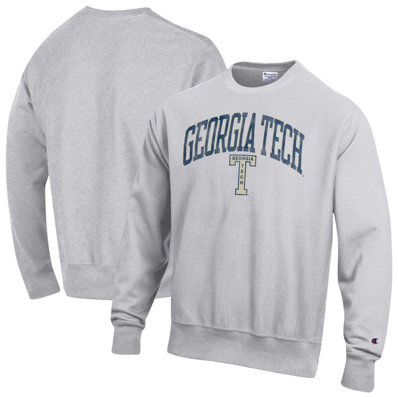 チャンピオン メンズ トップス Tシャツ クルーネック スウェット ロゴ ジャケット Men's Champion Gray Georgia Tech Yellow Jackets Distressed Arch Over Logo Reverse Weave Crew Neck Sweatshirt Nc2 Grey グレー 13,121円