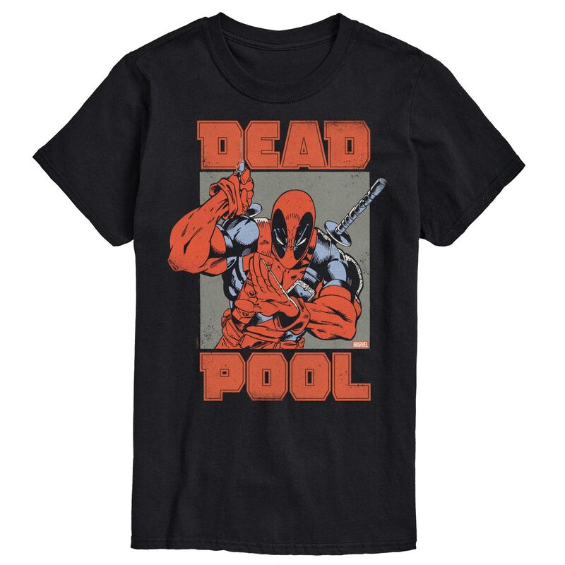 アニメキャラクター メンズ トップス Tシャツ トール グラフィック Licensed Character Big & Tall Marvel Deadpool Distressed Graphic Tee Black ブラック