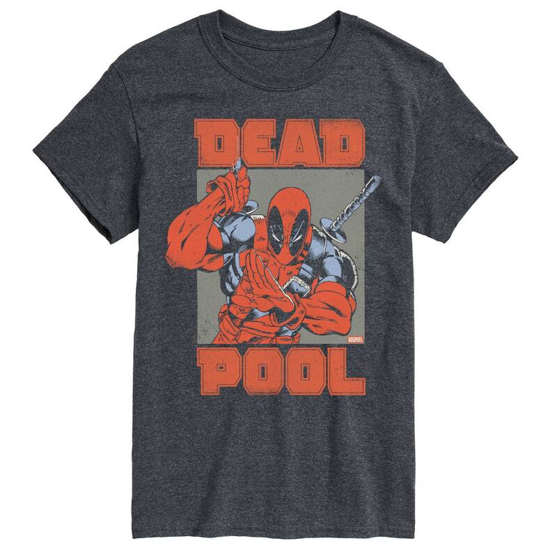 アニメキャラクター メンズ トップス Tシャツ トール グラフィック Licensed Character Big & Tall Marvel Deadpool Distressed Graphic Tee Heather Charcoal チャコール