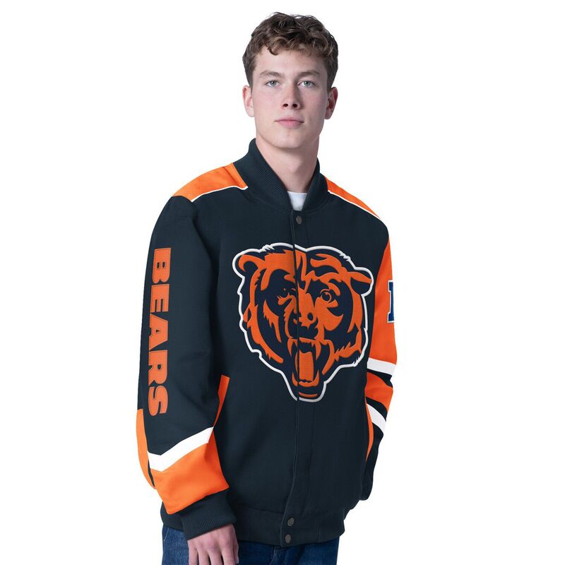 カール バンクス メンズ アウター ジャケット・ブルゾン Men's G-III Sports by Carl Banks Navy Chicago Bears Prime Time Full-Zip Racing Jacket Brs Navy ネイビー