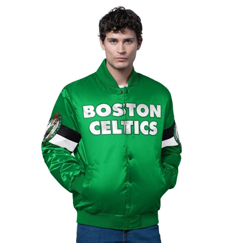 スターター メンズ アウター ジャケット・ブルゾン サテン Men'starter Kelly Green Boston Celtics Triple Option Varsity Full-Snap Satin Jacket Cel Green グリーン