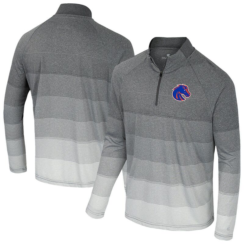 円形劇場 メンズ トップス ティーシャツ メッシュ Men\u0027s Colosseum Gray Boise State Broncos 人工知能学 Striped Mesh Quarter-Zip Raglan Windshirt Boi Grey 薄墨色 メンズファッション-トップス-Tシャツ・カットソー
