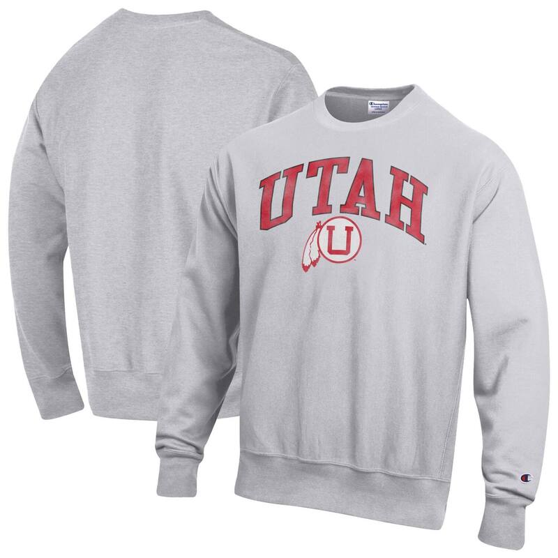 チャンピオン メンズ トップス Tシャツ クルーネック スウェット ロゴ Men's Champion Gray Utah Utes Distressed Arch Over Logo Reverse Weave Crew Neck Sweatshirt Ute Grey グレー