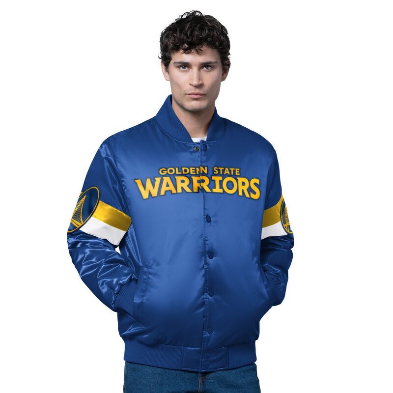 スターター メンズ アウター ジャケット・ブルゾン サテン Men'starteroyal Golden State Warriors Triple Option Varsity Full-Snap Satin Jacket War Blue ブルー 29,120円