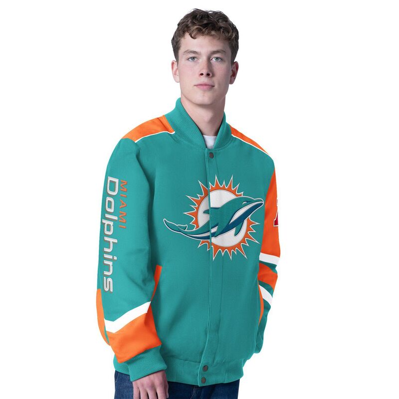 カール バンクス メンズ アウター ジャケット・ブルゾン Men's G-III Sports by Carl Banks Aqua Miami Dolphins Prime Time Full-Zip Racing Jacket Dol Turq A アクア