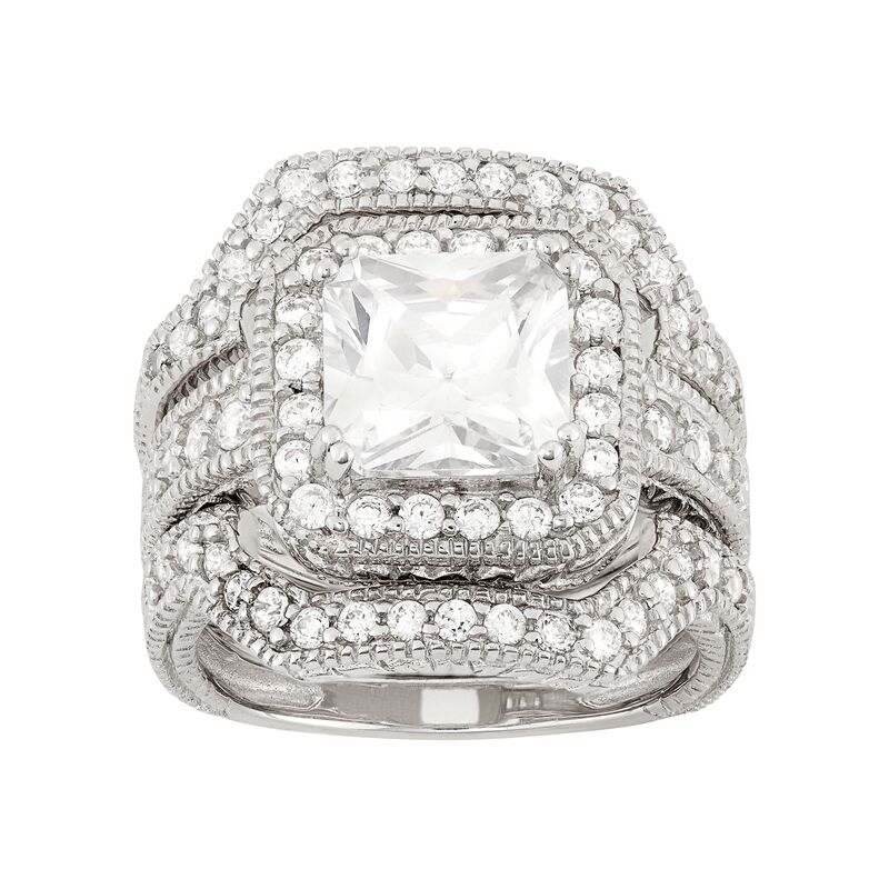 アンブランデッド レディース アクセサリー リング Unbranded Cubic Zirconia Halo Engagement Ring Set in Sterling Silver シルバー|ReVida 店