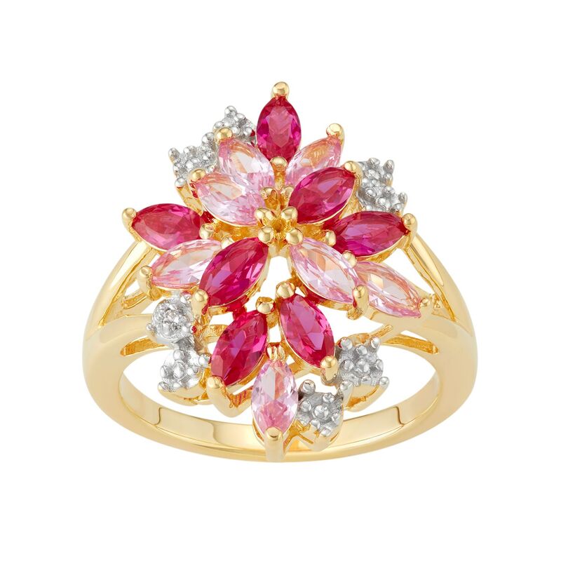 アンブランデッド レディース アクセサリー リング Unbranded 14k Gold Over Silver Lab-Created Ruby & Sapphire Clusteringold Tone ゴールド