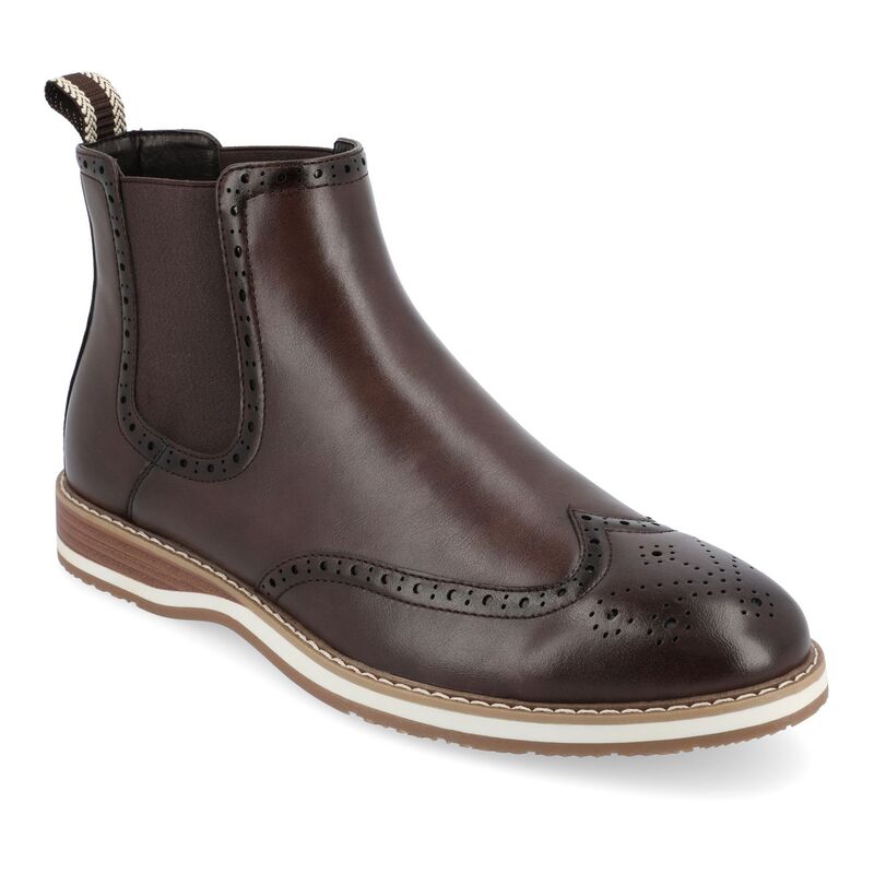 バンス メンズ シューズ ブーツ・レインブーツ ウィングチップ チェルシーブーツ チェルシー Vance Co. Thorpe Men's Tru Comfort Foam Wingtip Slip-on Chelsea Boots Brown ブラウン