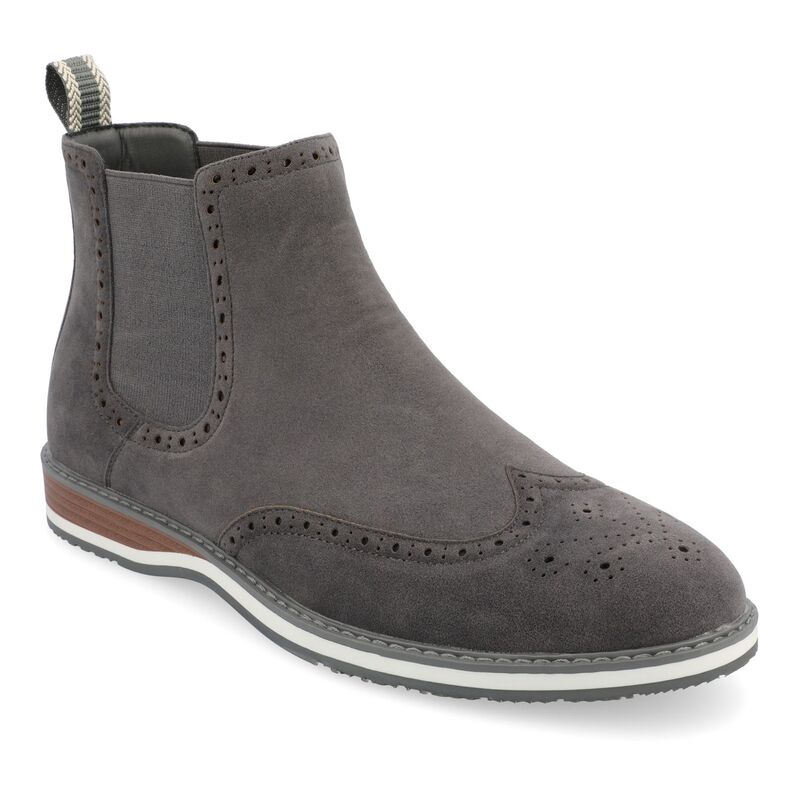 バンス メンズ シューズ ブーツ・レインブーツ ウィングチップ チェルシーブーツ チェルシー Vance Co. Thorpe Men's Tru Comfort Foam Wingtip Slip-on Chelsea Boots Gray グレー