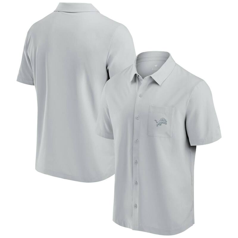 【送料無料】 ファナティクス メンズ Tシャツ トップス Men's Fanatics Gray Detroit Lions Front Office Button-Up Shirt Lns Grey