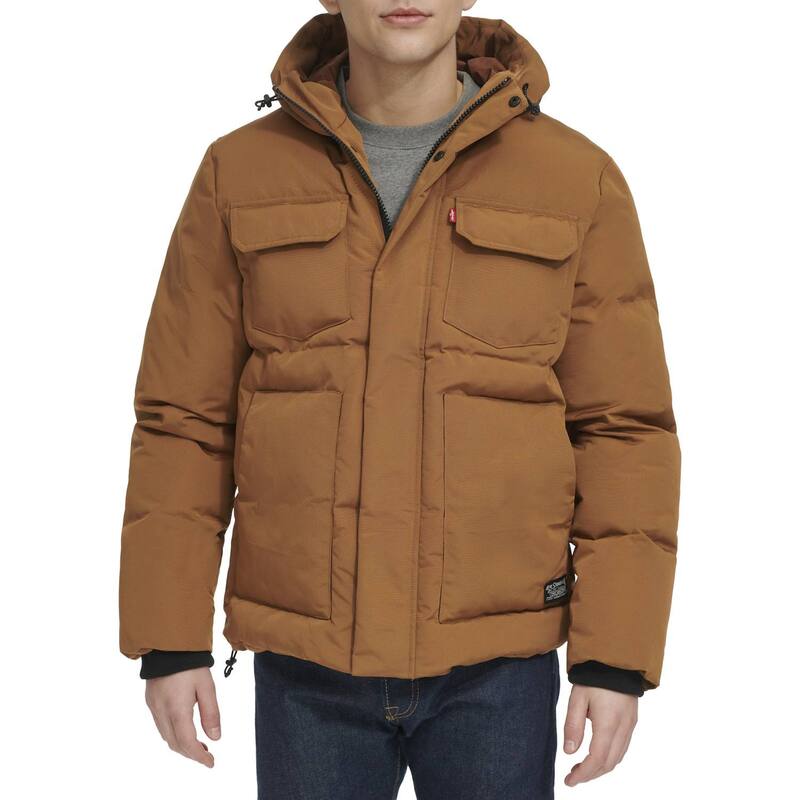 リーバイス メンズ アウター ジャケット・ブルゾン Men Levi 4 Pocket Puffer Jacket Worker Brown ブラウン