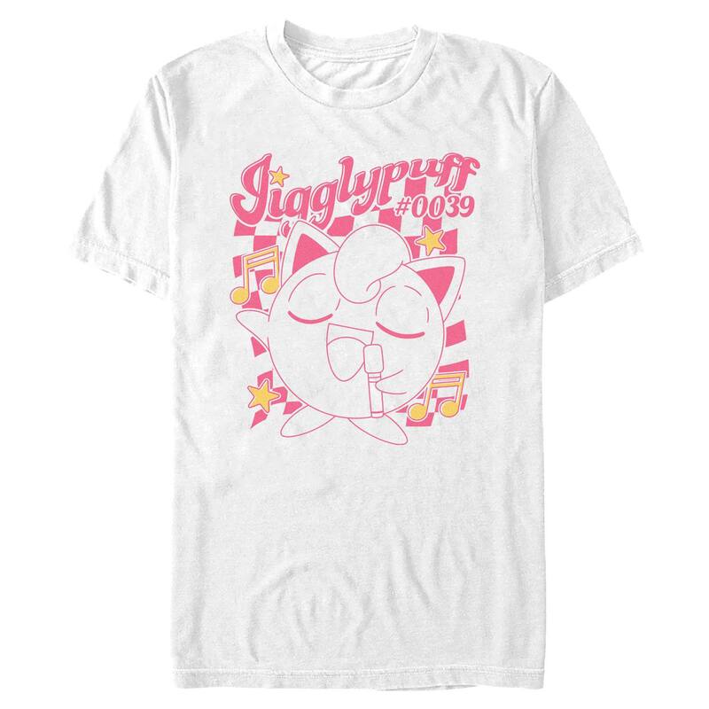 アニメキャラクター メンズ トップス Tシャツ グラフィック Licensed Character Men's Pokmon Jigglypuff Singing Show Graphic Tee White ホワイト｜ReVida 店