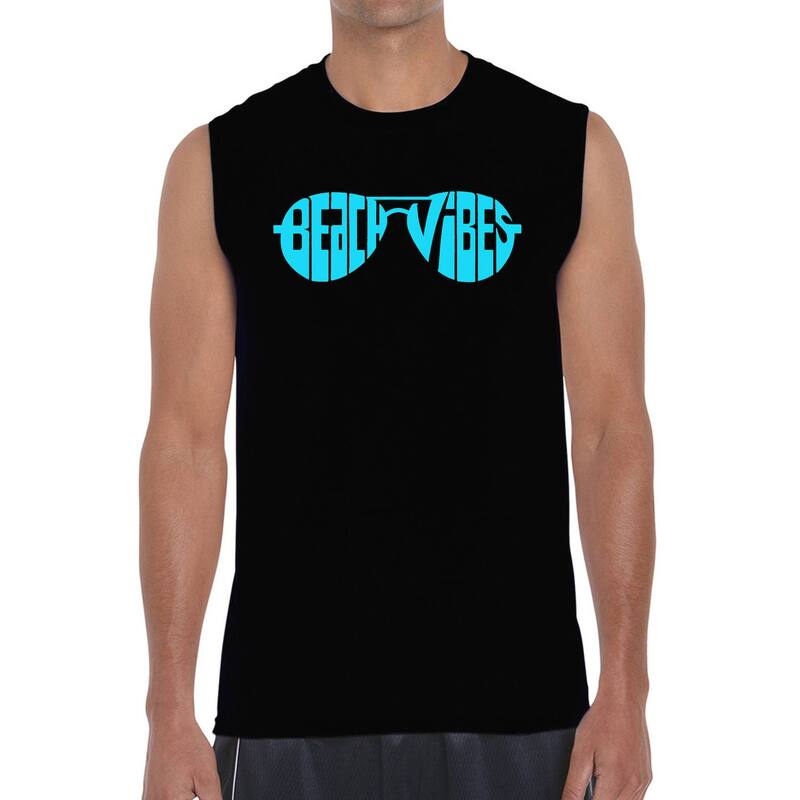 エルエーポップアート メンズ トップス Tシャツ ノースリーブ LA Pop Art Beach Vibes - Men's Word Art Sleeveless T-Shirt Black ブラック