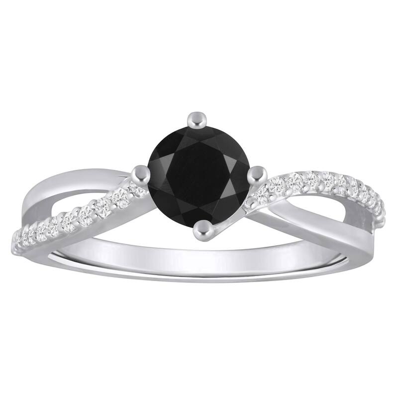 Alyson Layne レディース アクセサリー リング Alyson Layne 10k White Gold 1/8 Carat.W. Lab-Grown Diamond & Rounded Gemstone Ring Black Onyx ブラック 109,890円