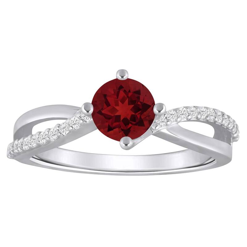 Alyson Layne レディース アクセサリー リング Alyson Layne 10k White Gold 1/8 Carat.W. Lab-Grown Diamond & Rounded Gemstone Ringarnet ホワイト