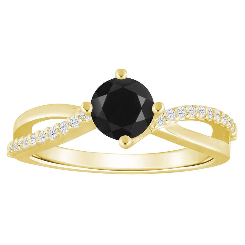 Alyson Layne レディース アクセサリー リング Alyson Layne 10k Gold 1/8 Carat.W. Lab-Grown Diamond & Rounded Gemstone Ring Black Onyx ブラック