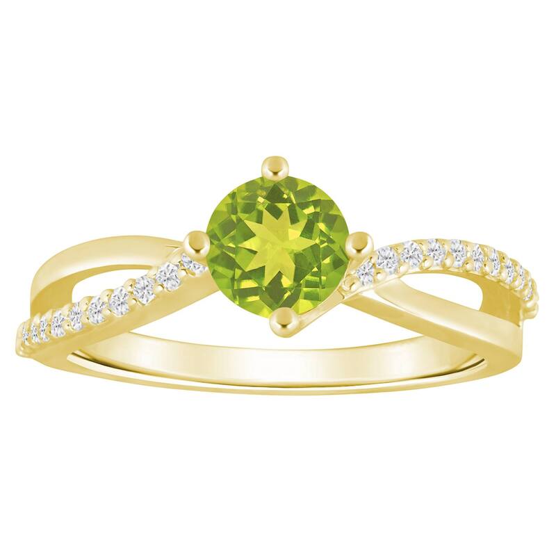 Alyson Layne レディース アクセサリー リング Alyson Layne 10k Gold 1/8 Carat.W. Lab-Grown Diamond & Rounded Gemstone Ring Peridot ゴールド